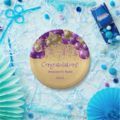 トレンディー紫金ゴールドバルーン卒業 ペーパープレート (パーティー)