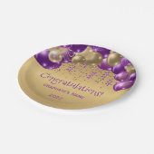 トレンディー紫金ゴールドバルーン卒業 ペーパープレート (アングル)