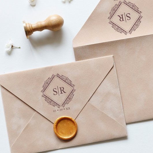 トレンディー結婚のイニシャル装飾洗練 ラバースタンプ
