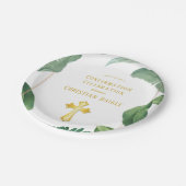 トレンディー緑化と金ゴールド交差確認 ペーパープレート (アングル)