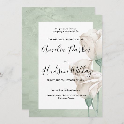 トレンディー緑化結婚式招待状 招待状 (正面/裏面)