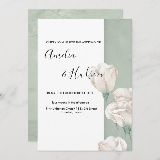 トレンディー緑化結婚式招待状 招待状 (正面/裏面)