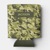 トレンディー緑色の迷彩模様（名前） 缶クーラー (裏面)