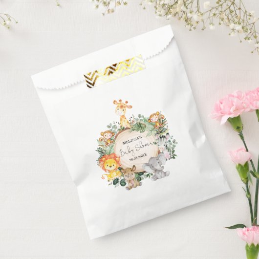 トレンディー緑豊かなジャングルサファリアニマルベビーシャワー フェイバーバッグ (封をした状態)