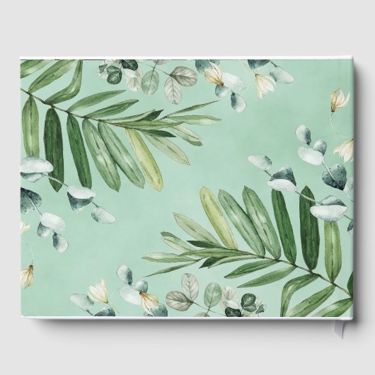 トレンディー緑豊かな森林動物の赤ちゃんシャワー ゲストブック (裏面)