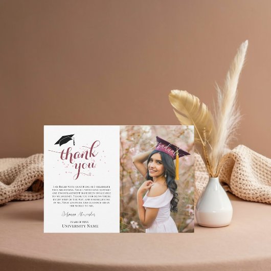 トレンディー編集可能な卒業写真 サンキューカード