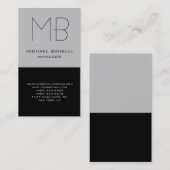 トレンディー縦型グレーブラックモノグラム名刺 名刺 (正面/裏面)