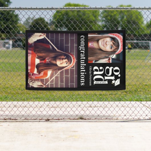 トレンディー縦型写真丁合卒業 横断幕 (インサイチュ)