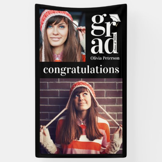 トレンディー縦型写真丁合卒業 横断幕 (縦)