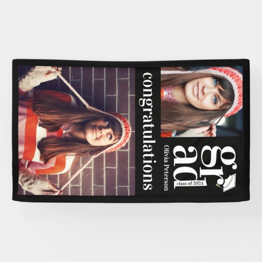 トレンディー縦型写真丁合卒業 横断幕 (横)