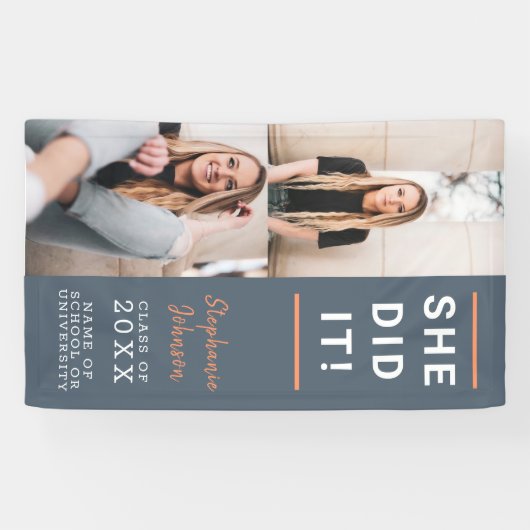 トレンディー縦型写真丁合卒業 横断幕 (横)