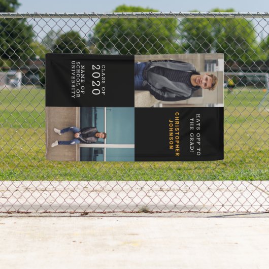 トレンディー縦型写真丁合卒業 横断幕 (インサイチュ)