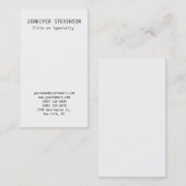 トレンディー縦型白黒プレーン・ビジネス・カード 名刺 (正面/裏面)