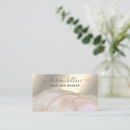 トレンディー署名アゲーエレガントド金ゴールドフォイルバス 名刺 (スタンド正面)