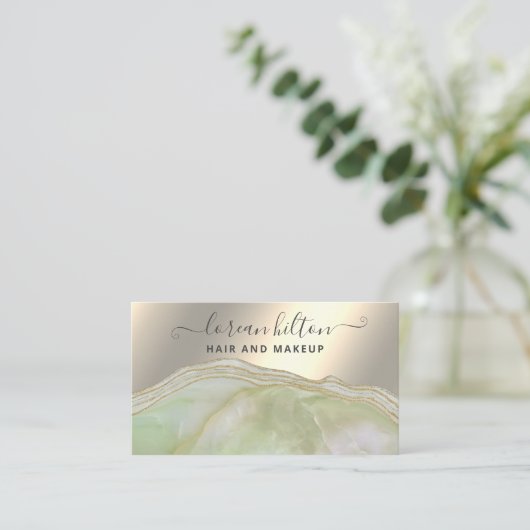 トレンディー署名陽極エレガント金ゴールド箔 名刺 (スタンド正面)