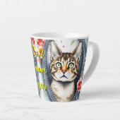 トレンディー美しいかわいい水彩猫コレクション カフェラテマグ (右アングル)