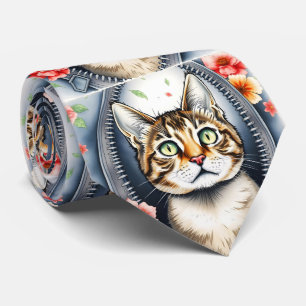 トレンディー美しいかわいい水彩猫コレクション ネクタイ