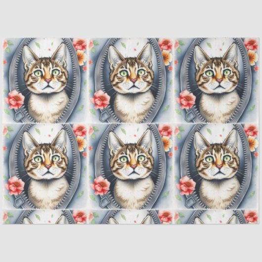 トレンディー美しいかわいい水彩猫コレクション 薄葉紙 (正面)