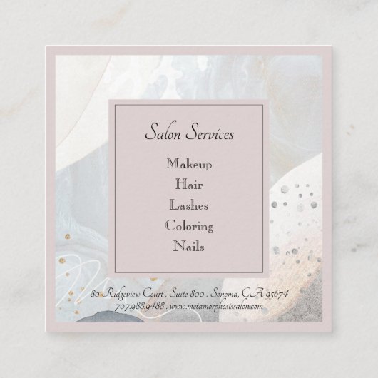 トレンディー美しいサロンメイクアップアーティストヘアバタフライ スクエア名刺 (裏面)