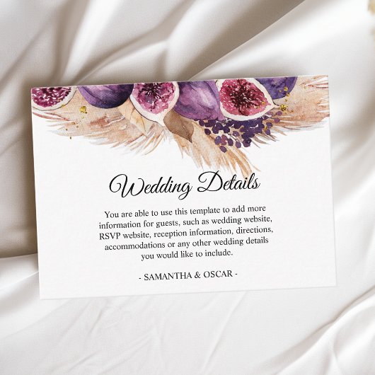 トレンディー美しいパープルフィギュス&パンパ エンクロージャーカード