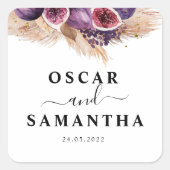 トレンディー美しいパープルフィギュス&パンパ スクエアシール (正面)