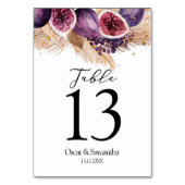 トレンディー美しいパープルフィギュス&パンパ テーブルナンバー (裏面)