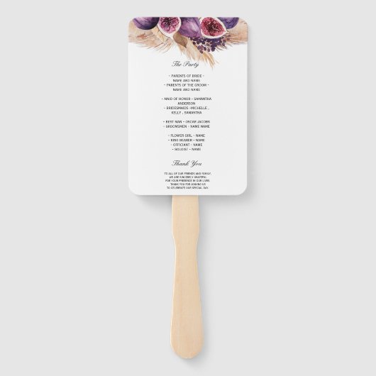 トレンディー美しいパープルフィギュス&パンパ ハンドファン (裏面)