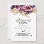 トレンディー美しいパープルフィギュス&パンパ 招待状 (正面)