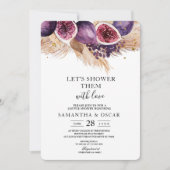 トレンディー美しいパープルフィギュス&パンパ 招待状 (正面)