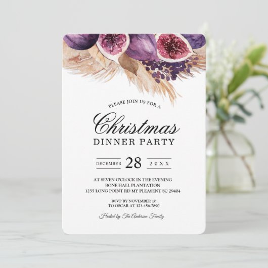 トレンディー美しいパープルフィギュス&パンパ 招待状 (スタンド正面)