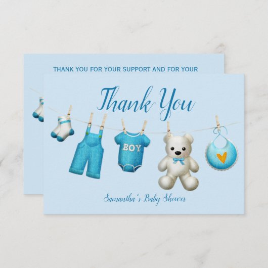 トレンディー美しいベビーシャワーサンキューカード サンキューカード (正面/裏面)