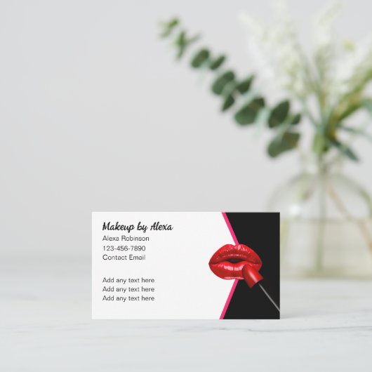 トレンディー美しいメイクアップアーティストビジネスカード 名刺 (スタンド正面)