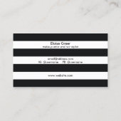 トレンディー美しい白黒ストライプのターコイズ 名刺 (裏面)