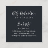 トレンディー美容師の白いスクリプト美容師の写真 スクエア名刺 (裏面)