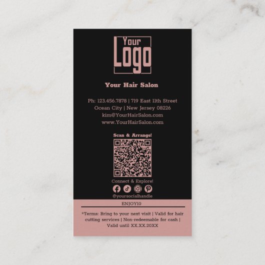 トレンディー美容師イメージ$10オフ 割引カード (裏面)