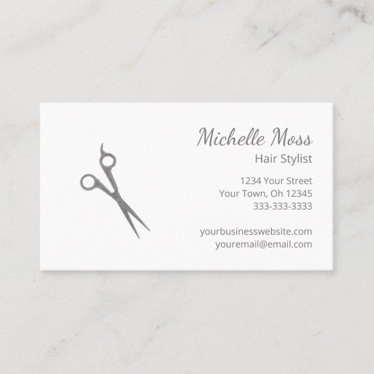 トレンディー美容師シンプルはさみ 名刺 (正面)