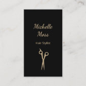 トレンディー美容師シンプルシザーズブラック金ゴールド 名刺 (正面)