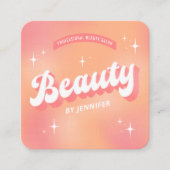 トレンディー美容師ラッシュレトロガーリー美しい スクエア名刺 (正面)