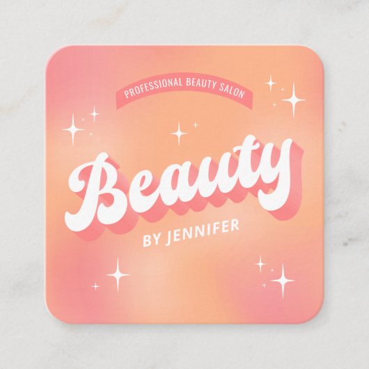 トレンディー美容師ラッシュレトロガーリー美しい スクエア名刺 (正面)