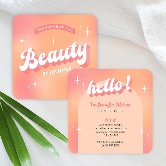 トレンディー美容師ラッシュレトロガーリー美しい スクエア名刺