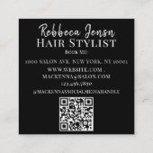 トレンディー美容師白いスクリプト美容師の写真 スクエア名刺 (裏面)