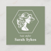 トレンディー美容師美容師カスタムセージ緑 スクエア名刺 (正面)