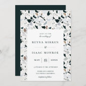 トレンディー自然テラゾアーティザン結婚フレーム 招待状 (正面/裏面)