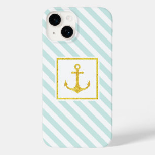 トレンディー航海のストライプグリッターフェイクいかりケース – M Case-Mate iPhone 14ケース