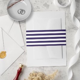 トレンディー航海のネイビーブルー&ホワストライプイト結婚ズ 招待状ベリーバンド