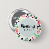 トレンディー花フローラママは赤ちゃんシャワー 缶バッジ (正面&裏面)