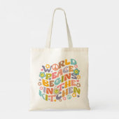 トレンディー花レトロ水彩ビーガン トートバッグ (裏面)