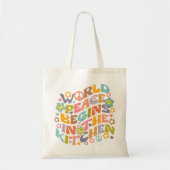 トレンディー花レトロ水彩ビーガン トートバッグ (正面)