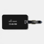 トレンディー花柄ホットピンクとブラックモノグラム ラゲッジタグ (裏面横)