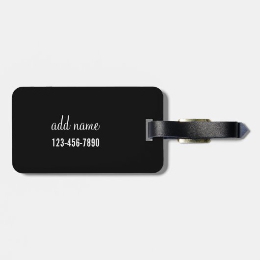 トレンディー花柄ホットピンクとブラックモノグラム ラゲッジタグ (裏面横)